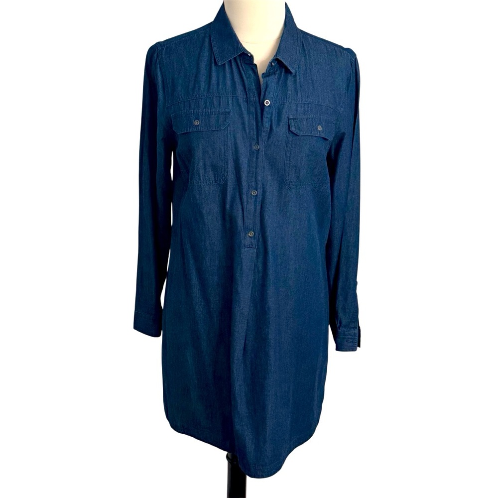 Old Navy Women's Dark Wash Denim Shirttail Hem Jean Dress, Blue, Size L‎